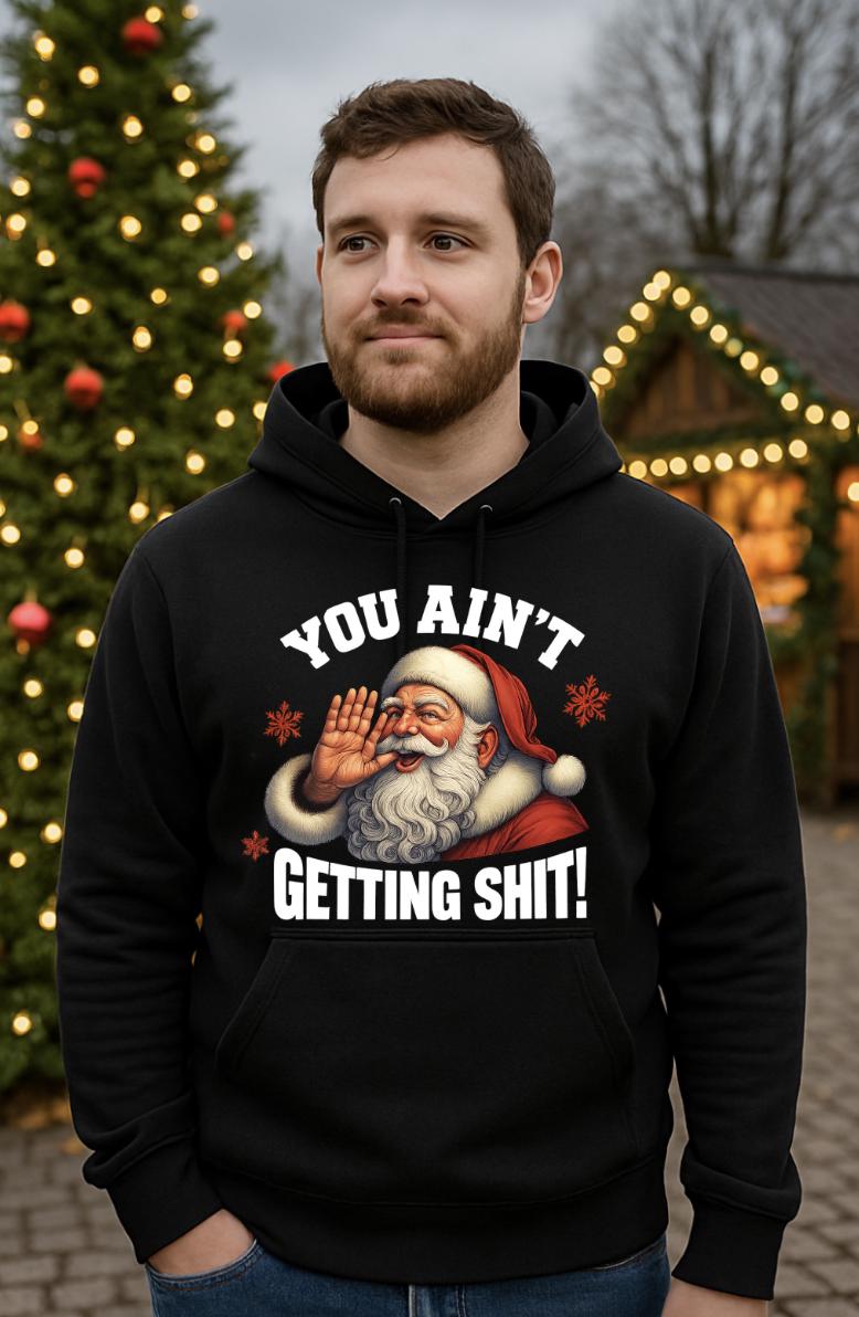 Funny Christmas Hoodie for Adults | Rude Santa Hoodie | Offensive Holiday Sweatshirt | Sarcastic Xmas Gift for Men or Women