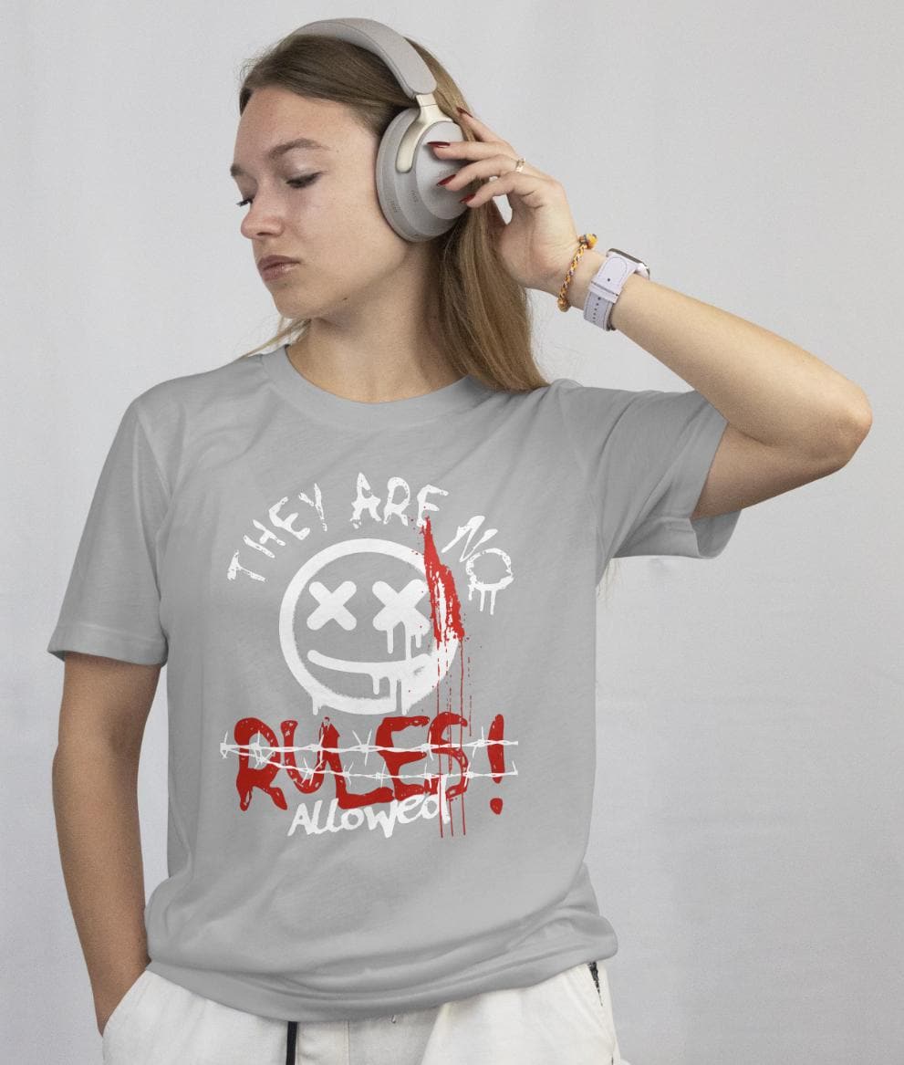 No Rules Allowed Shirt, Grunge Graphic Tee, Edgy Streetwear Shirt, Smiley Face T-Shirt