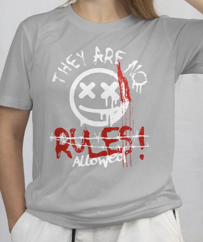 No Rules Allowed Shirt, Grunge Graphic Tee, Edgy Streetwear Shirt, Smiley Face T-Shirt