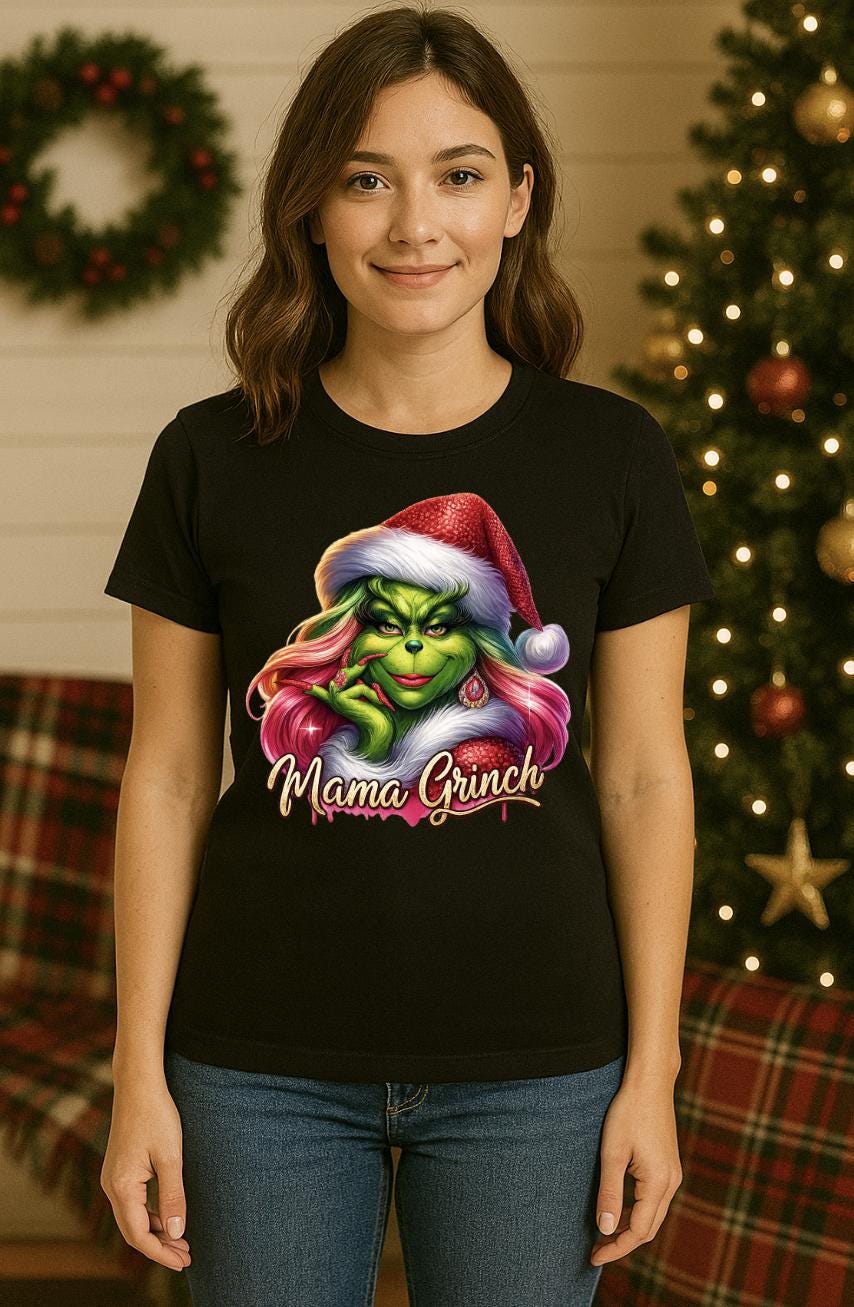 Funny Christmas Shirt for Women | Sassy Holiday Mom Tee | Green Christmas Character Shirt | Retro Holiday Humor Top | Tailored Threadz Xmas
