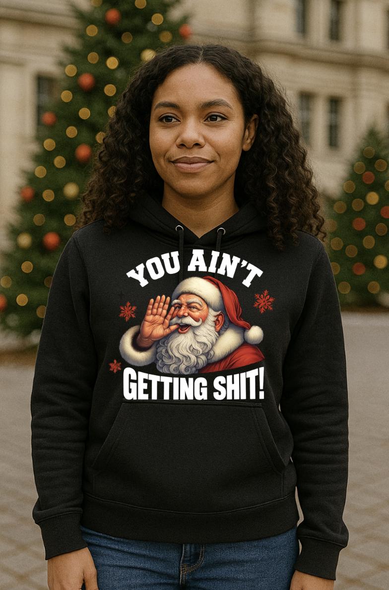 Funny Christmas Hoodie for Adults | Rude Santa Hoodie | Offensive Holiday Sweatshirt | Sarcastic Xmas Gift for Men or Women