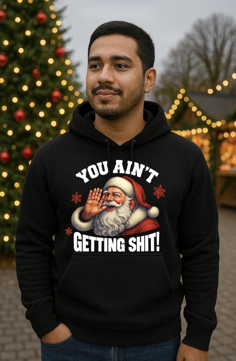 Funny Christmas Hoodie for Adults | Rude Santa Hoodie | Offensive Holiday Sweatshirt | Sarcastic Xmas Gift for Men or Women