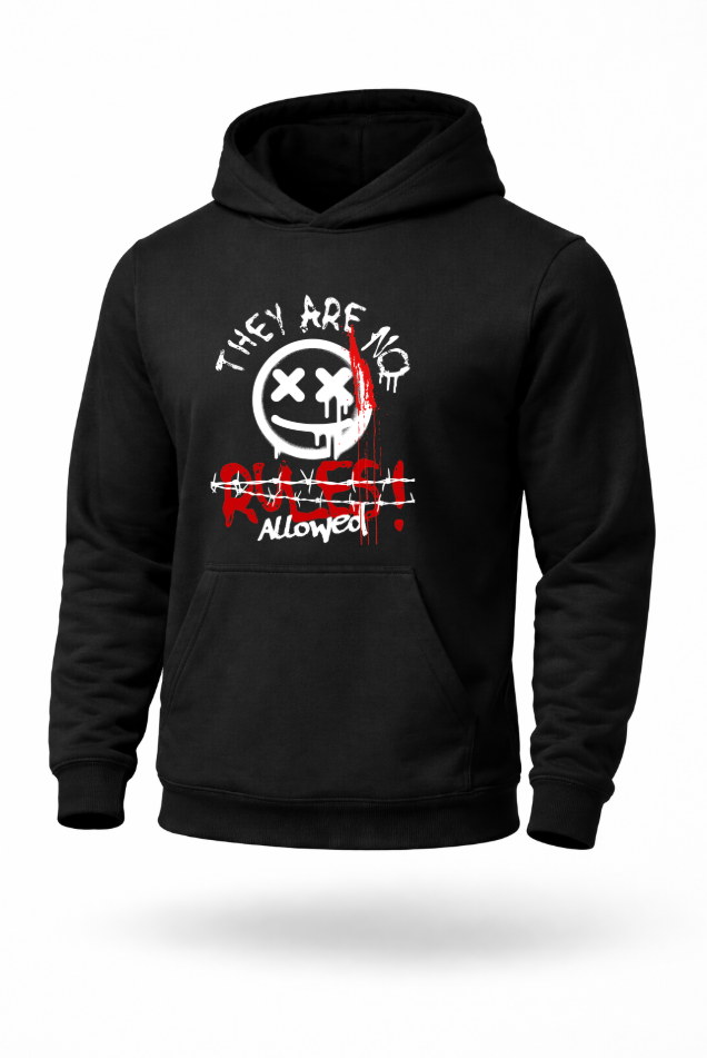 No Rules Allowed dark streetwear graphic hoodie by Tailored Threadz