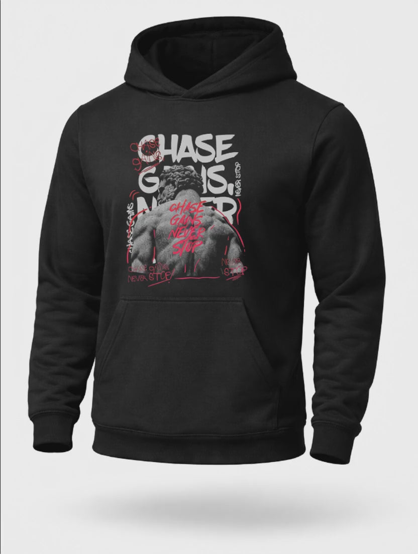 Chase Gains Never Stop Hoodie – Bodybuilding Gym Motivation Hoodie