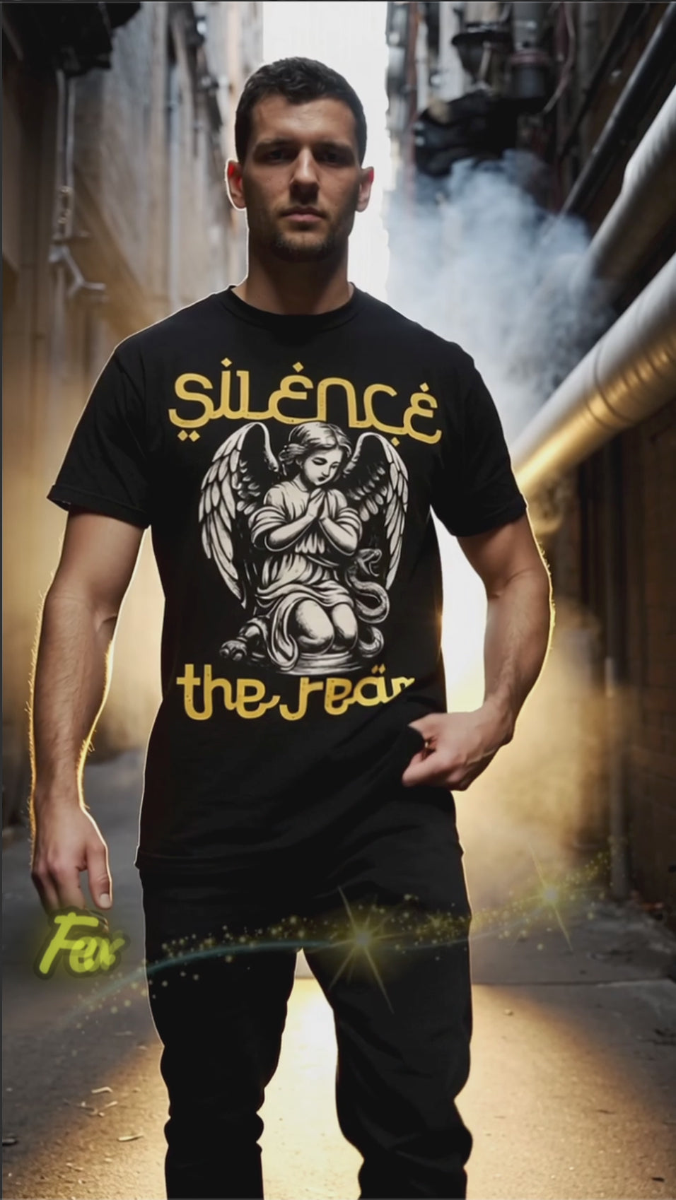 Silence the Fear Shirt – Dark Humor Graphic Tee, Gothic Angel Snake Shirt, Edgy Streetwear T-Shirt, Sarcastic Meme Shirt
