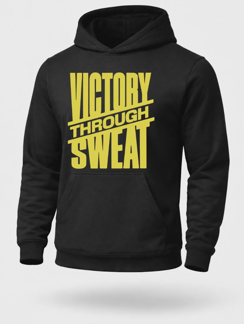 Victory Through Sweat Gym Hoodie – Fitness Motivation Workout Hoodie