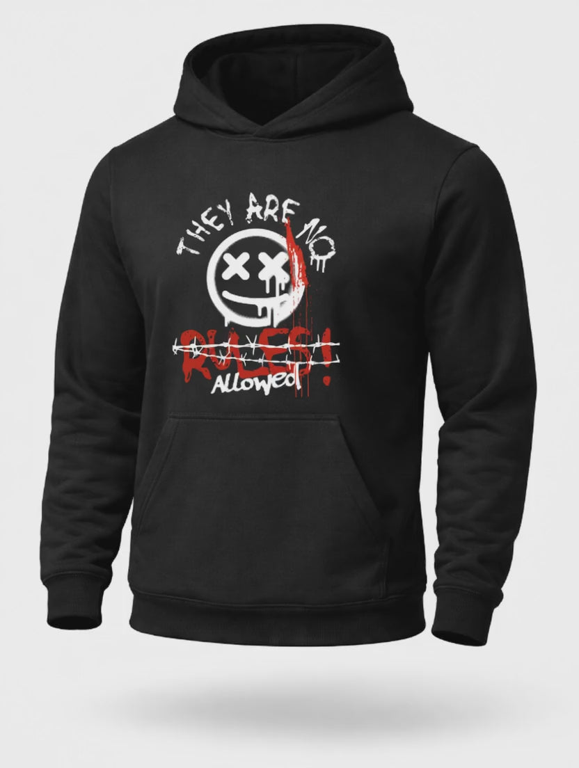 No Rules Allowed Hoodie – Dark Streetwear Graphic Hoodie