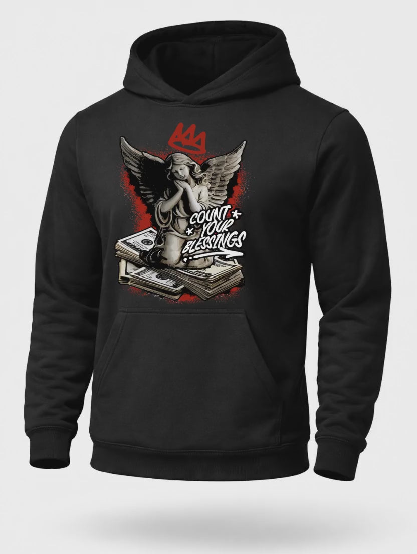 Count Your Blessings Angel Hoodie – Motivational Streetwear Graphic Hoodie
