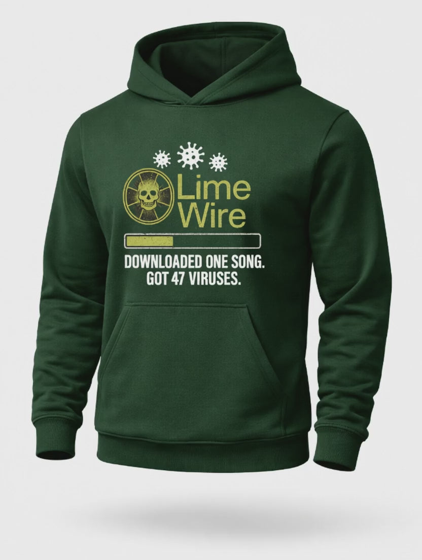 LimeWire Download Virus Hoodie – Retro Internet Graphic Hoodie