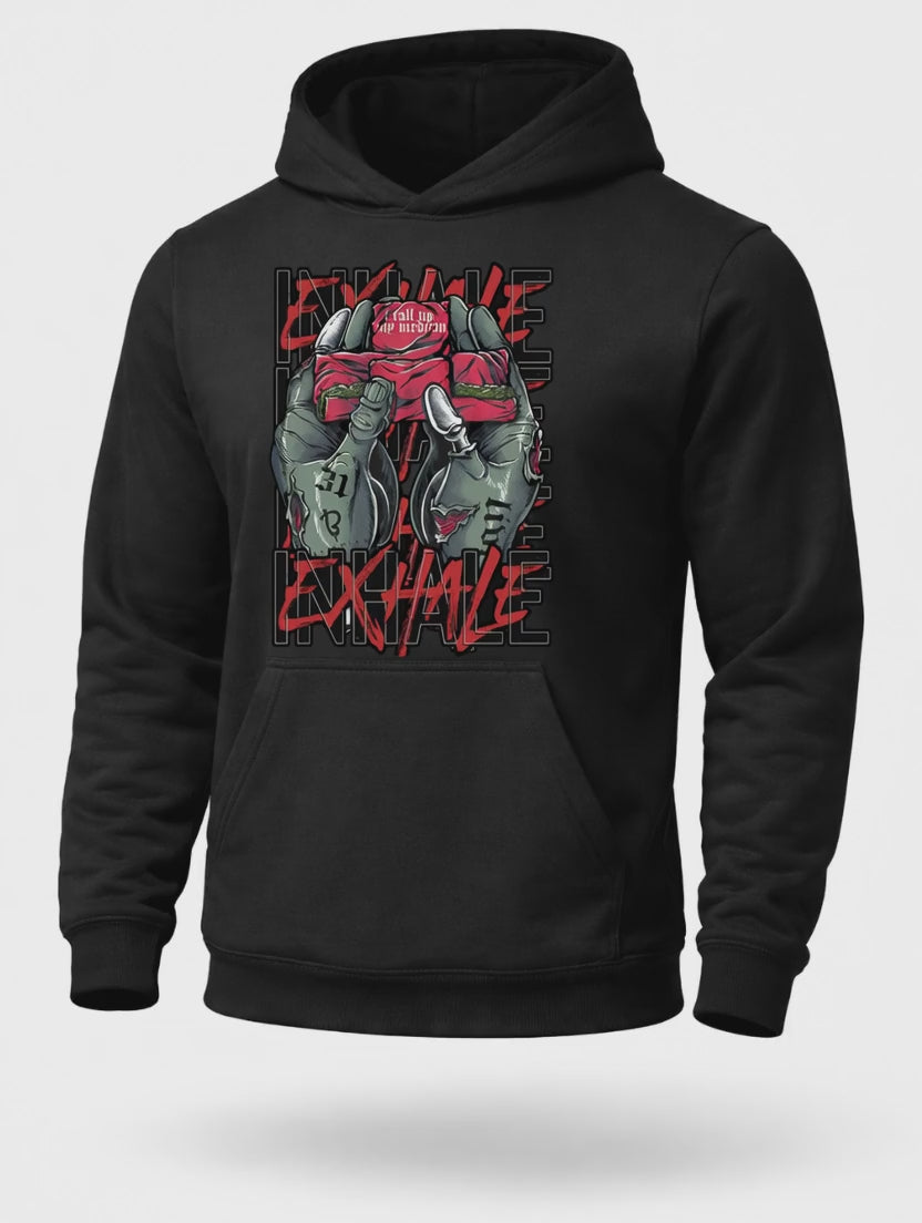 Inhale Exhale Streetwear Hoodie – Dark Humor Graphic Hoodie